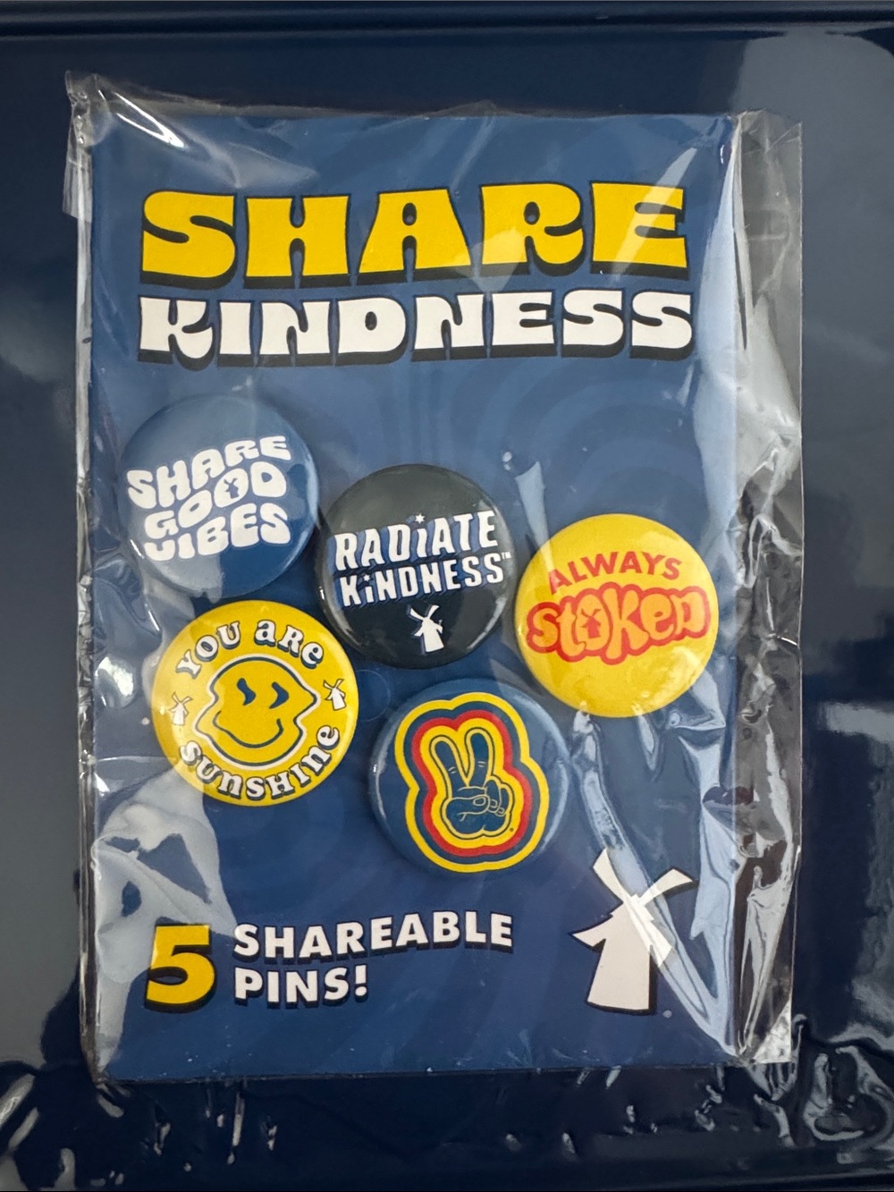 Dutch Bros Blue and Yellow 'Share Kindness' Pin Set